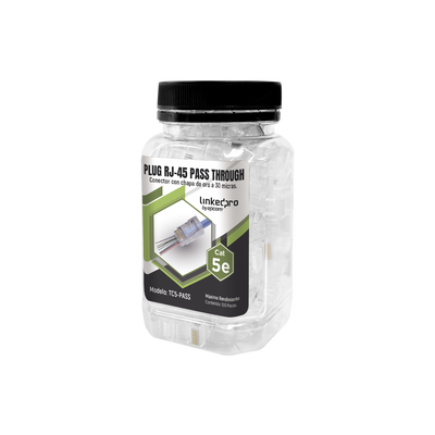 Bote con 100 Plugs Pass through RJ45 Cat5e sin blindaje, chapado de oro a 30 micras para durabilidad extrema: TC5-PASS